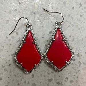 kendra scott red/silver alex drop earrings